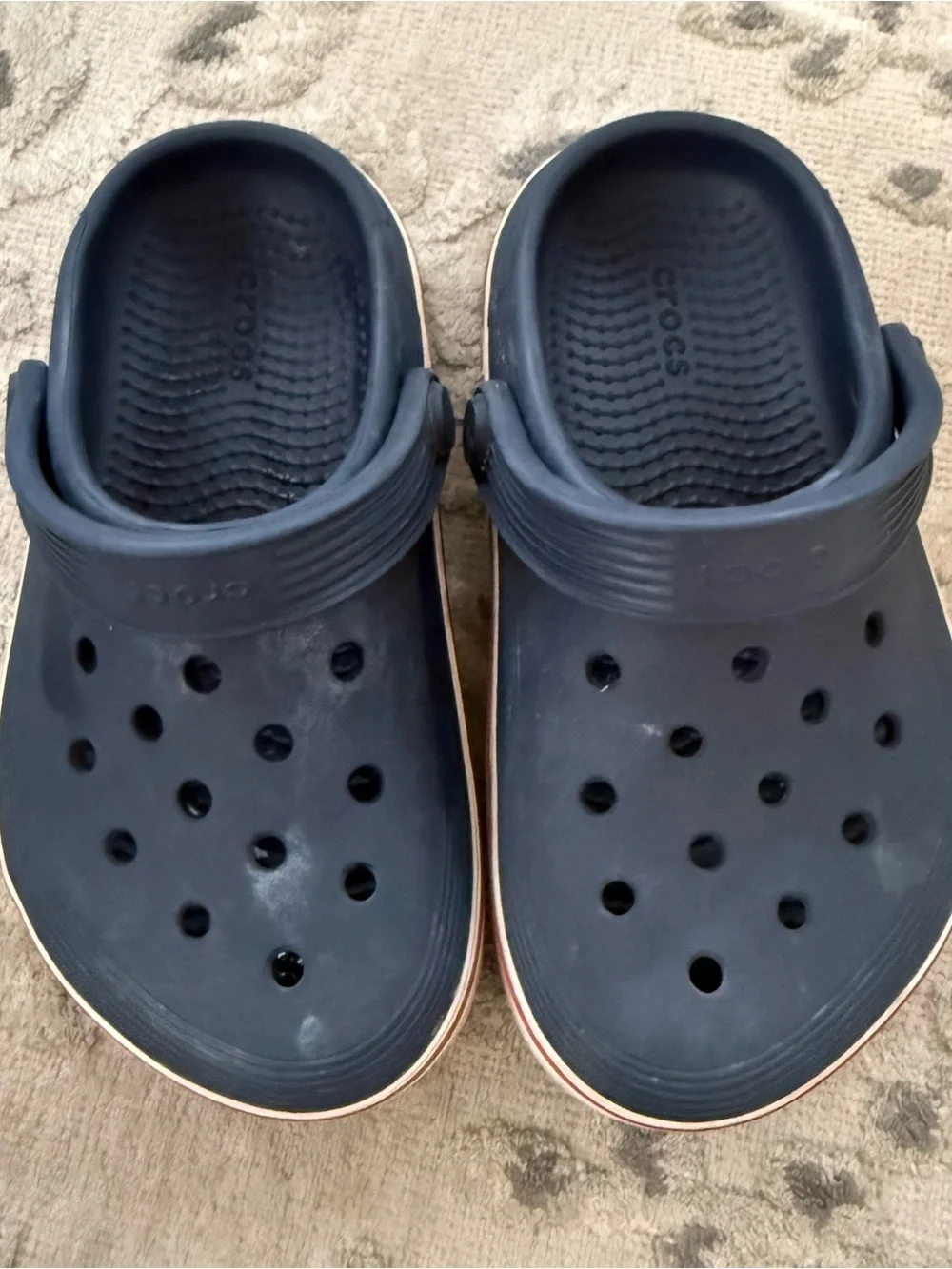 CROCS Navy Blue Kids Clogs with Heel Strap preschool/toddler size 11